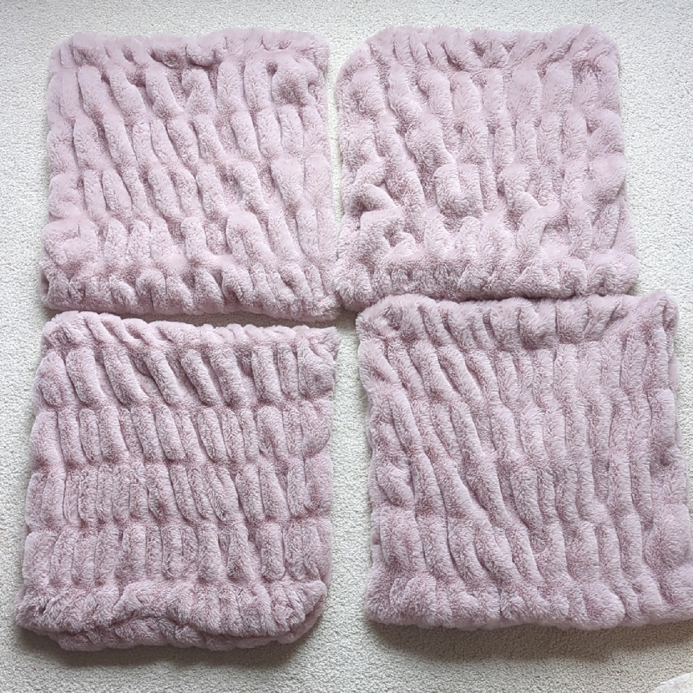 Set of Four Pink Faux Fur Pillow Covers